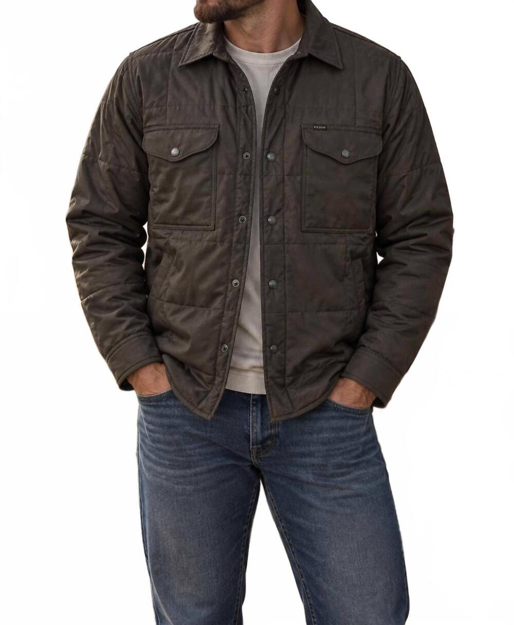 NEW FILSON filson cover cloth quilted jac-shirt in cinder
